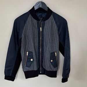 J Crew Navy and Gray Bomber Jacket